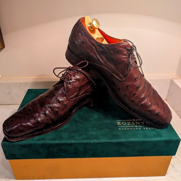 Authentic Rozsnyai Handmade Derby Shoes in Ostrich Size US 9